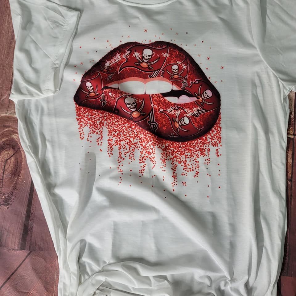 Bucs Glitter Lips Art Dye Sublimated Unisex Tshirt