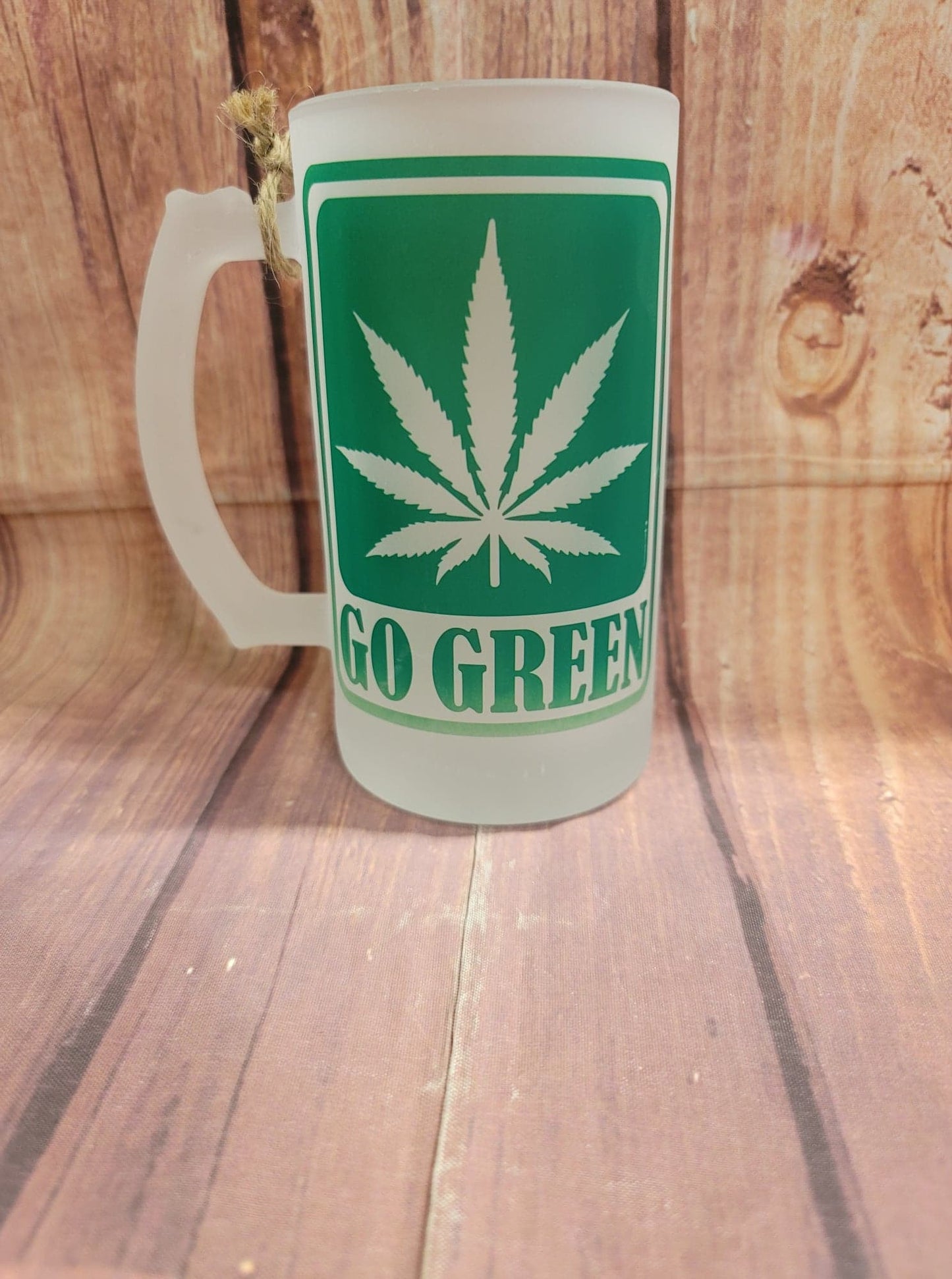 Go Green Marijuana Leaf 16 oz. Frosted Beer Mug