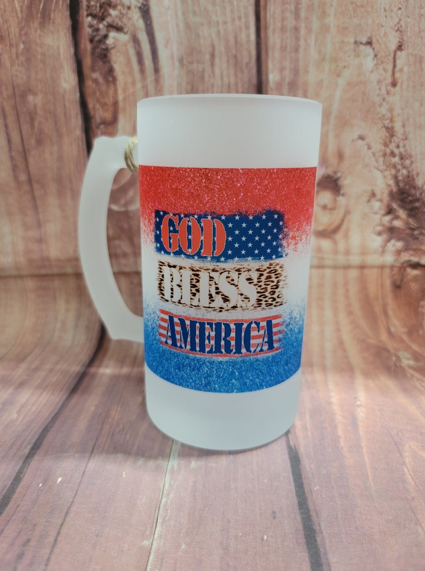 God Bless America 16 oz. Frosted Beer Mug