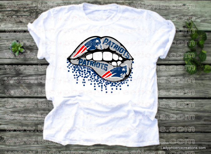 New England Patriot Lips Football Dye Sublimated shirts - Lady Phoenix Creations