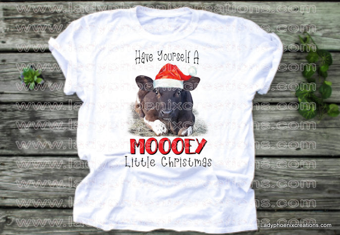 Have yourself a mooey little Christmas cow Dye Sublimated shirts - Lady Phoenix Creations