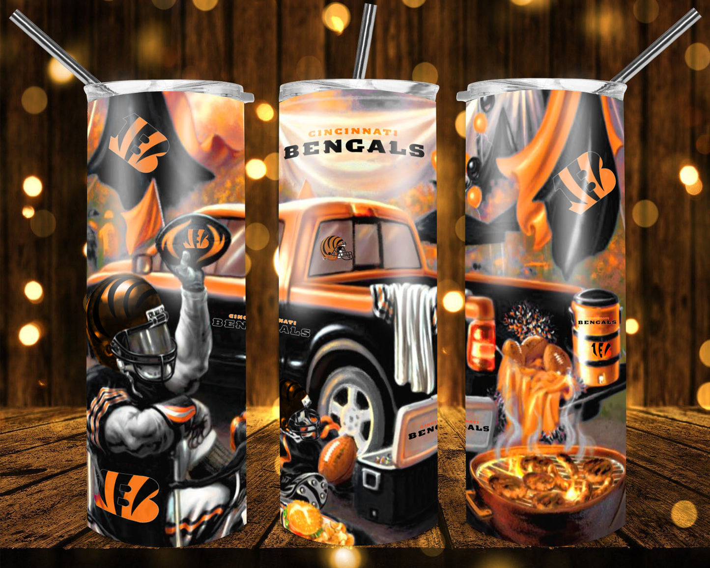 20oz. Skinny Tumbler - Bengals Truck