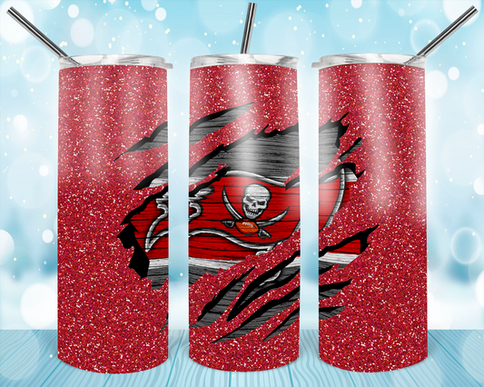 20oz. Skinny Tumbler - Tampa Bay Glitter Slash