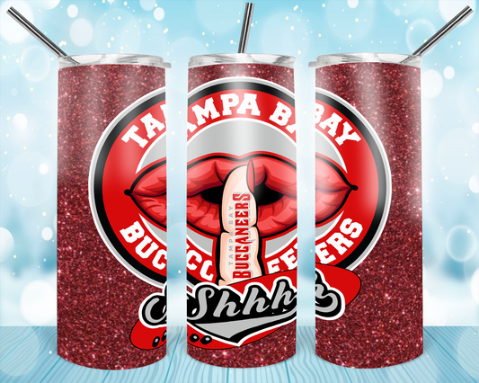 20oz. Skinny Tumbler - Bucs Glitter Lips