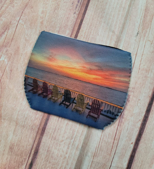 Wine Glass Koozie Beach Chair Sunset