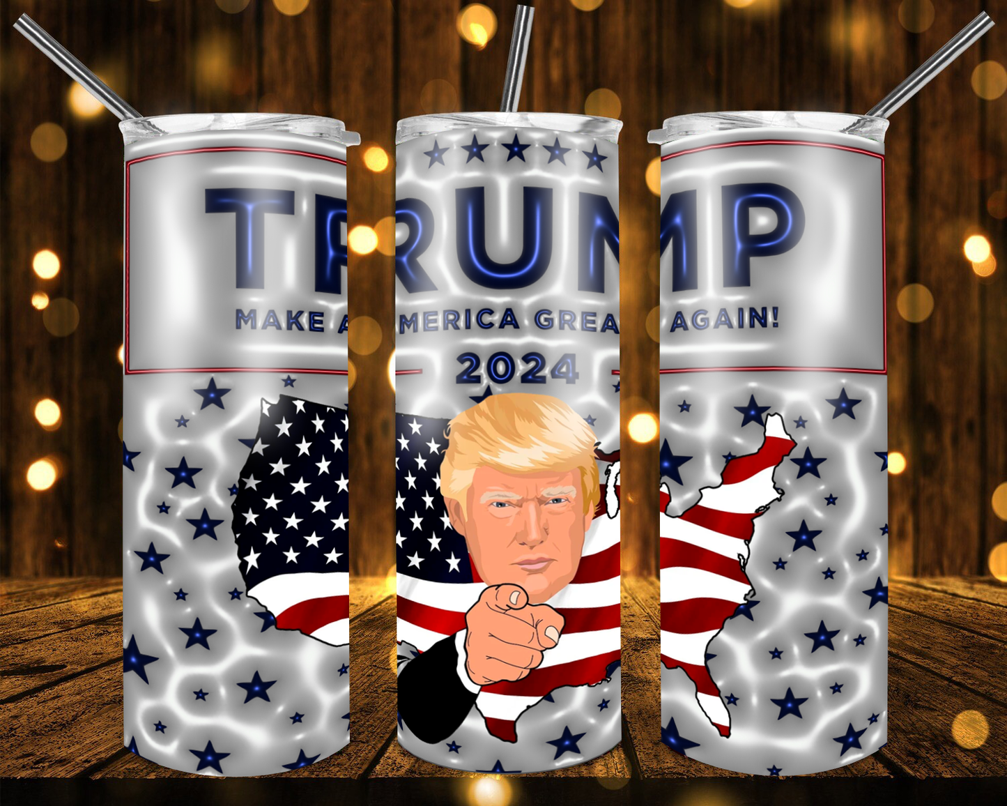 20oz. Skinny Tumbler - Trump Flag