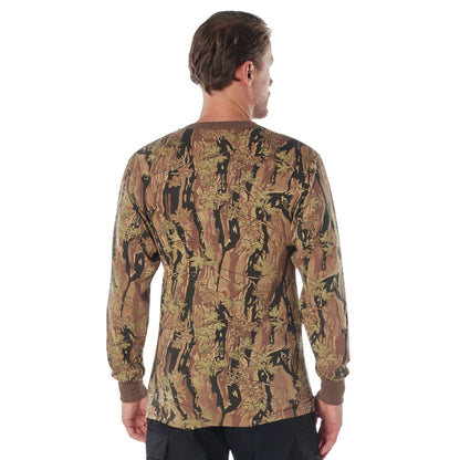 Rothco Long Sleeve Color Camo T-Shirt DTF Print Left Chest Full Back