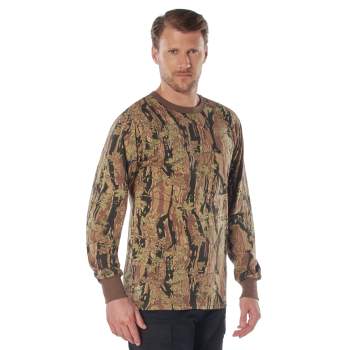 Rothco Long Sleeve Color Camo T-Shirt DTF Print Left Chest Full Back
