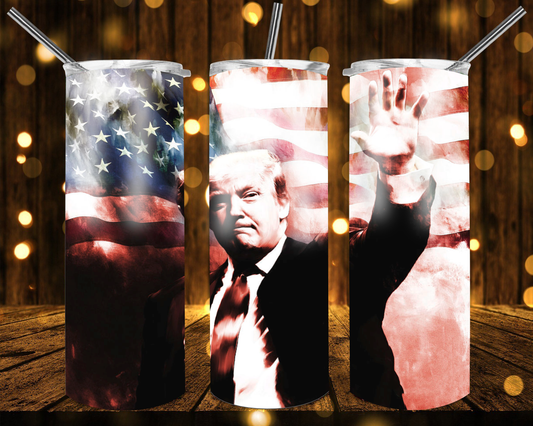 20oz. Skinny Tumbler - Trump American Flag Photo