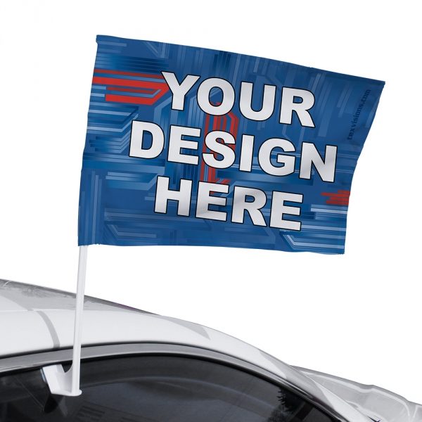 Double sided car flag w/pole 12x15 Made in USA