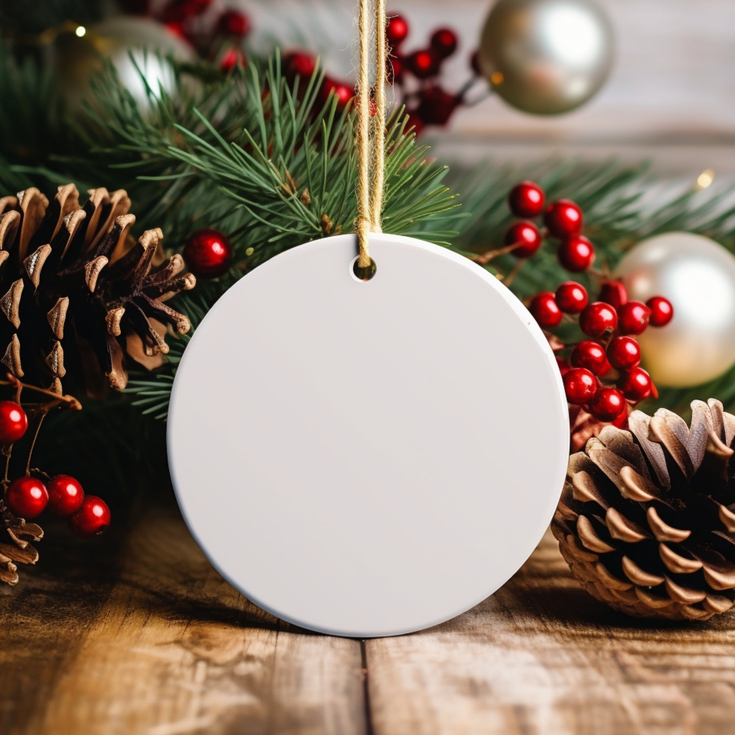 Christmas Ornament - Ceramic circle your photo or logo