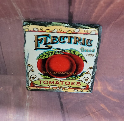 Stone Slate Photo/Art Plaque 6x6 Electric Tomatoes Vintage Art