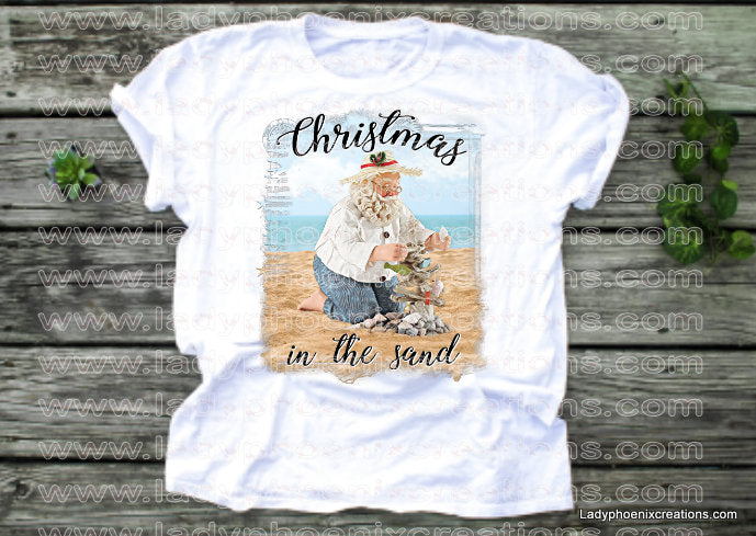 Christmas in the sand santa Dye Sublimated shirts - Lady Phoenix Creations