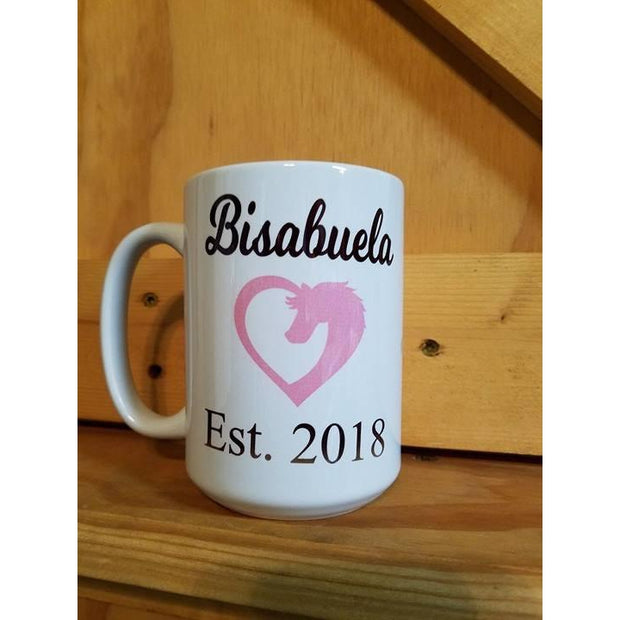 Coffee Mug Dye Sublimated - Bisabuela est 2018 - Lady Phoenix Creations