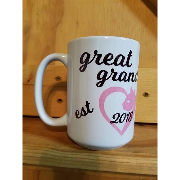 Coffee Mug Dye Sublimated - Great Grandma est 2018 - Lady Phoenix Creations