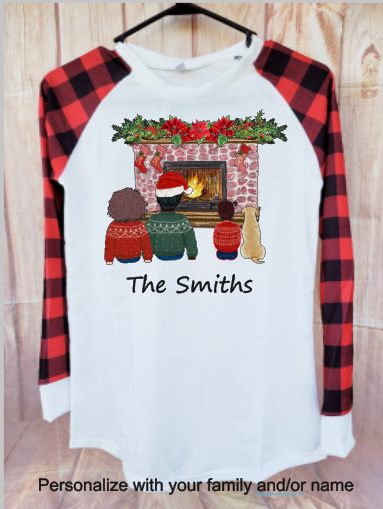 Raglan shirt red and black plaid sleeve