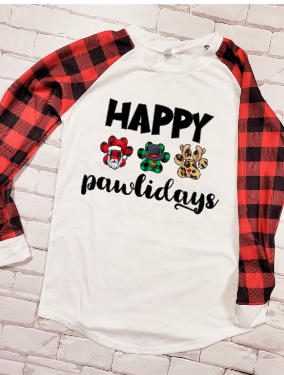 Raglan shirt red and black plaid sleeve