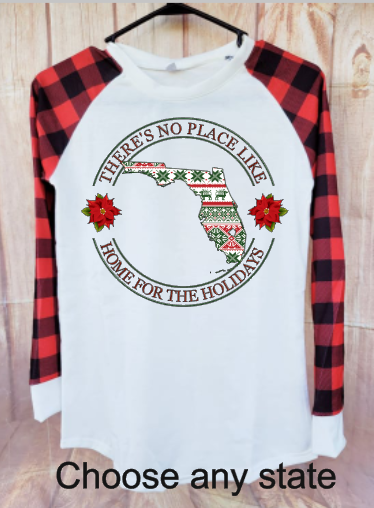 Raglan shirt red and black plaid sleeve