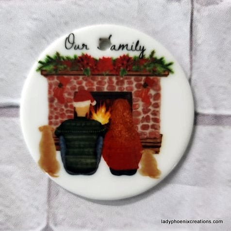 Christmas Ornament - Ceramic circle - Design your family