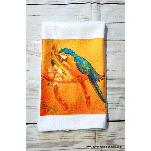 Parrot Waffle Weave Kitchen Towel - Lady Phoenix Creations