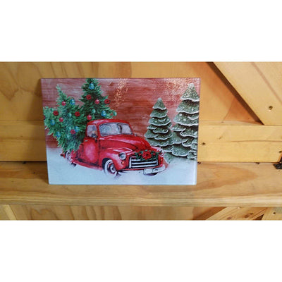 Glass Cutting Board - Christmas Truck - Lady Phoenix Creations