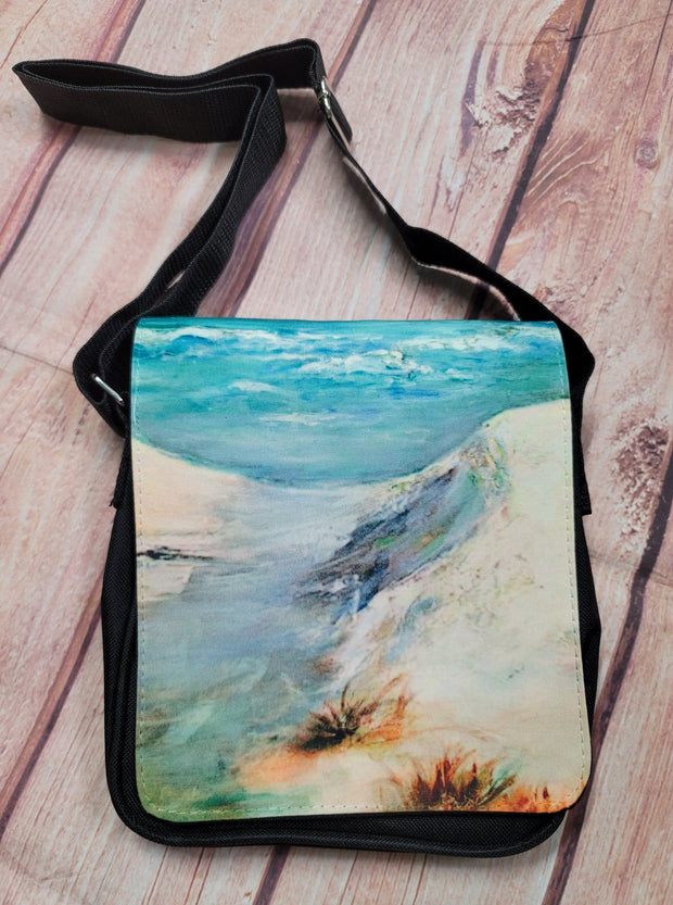 Sand Dunes & Ocean Watercolor crossbody bag