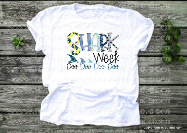 Shark week doo doo doo Dye Sublimated shirts - Lady Phoenix Creations