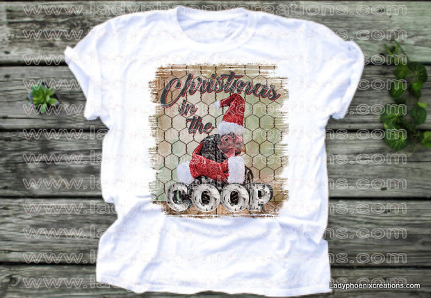 Christmas in the coop chickens Dye Sublimated shirts - Lady Phoenix Creations