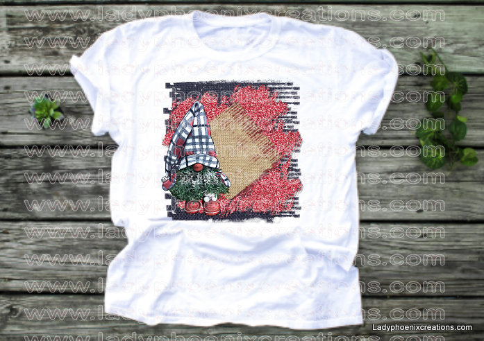 Plaid hat gnome with background Dye Sublimated shirts - Lady Phoenix Creations