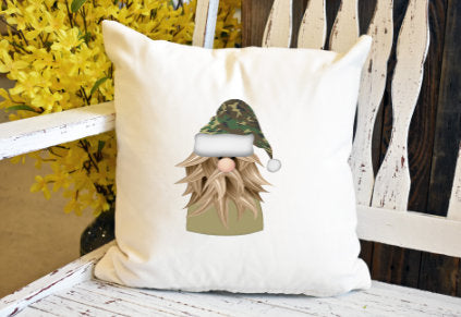 Camo santa hat gnome Pillow Cover - dye sublimation - Lady Phoenix Creations