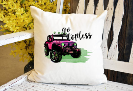 Go topless pink jeep Pillow Cover - dye sublimation - Lady Phoenix Creations