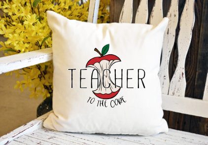 Teacher to the core apple Pillow Cover - dye sublimation - Lady Phoenix Creations