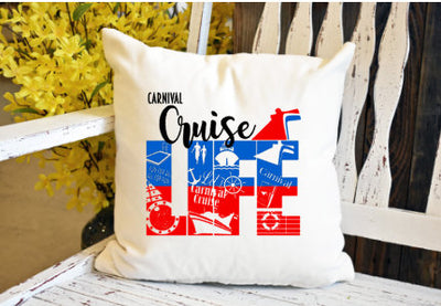 Cruise life carnival Pillow Cover - dye sublimation - Lady Phoenix Creations