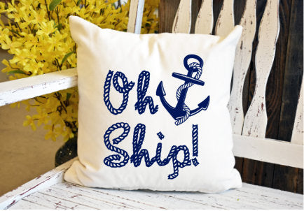Oh ship anchor rope Pillow Cover - dye sublimation - Lady Phoenix Creations