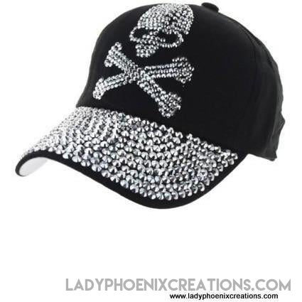 Skull and Crossbones Rhinestone Hat - Lady Phoenix Creations