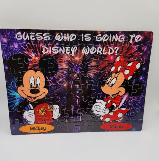Guess who is going to Disney WorldHigh Gloss Cardboard Puzzle 80 pc- AS SHOWN