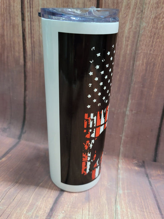 20oz. Skinny Tumbler - American Flag with Buck