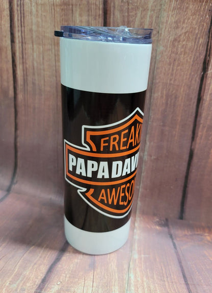 20oz. Skinny Tumbler - Papa Davidson Freaking Awesome