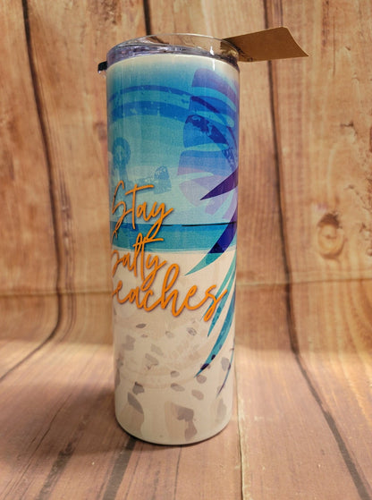 20oz. Skinny Tumbler - Stay Salty Beaches